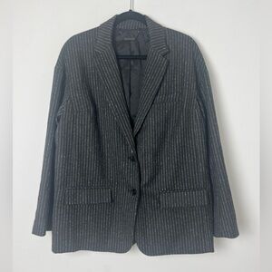 NEW Trina Turk Dark Gray Pinstripe 2-Button Single Breasted Blazer Classic Sz 12